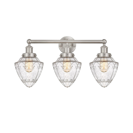 Innovations Bullet 25in 3-Light Bath Vanity | Industrial Brushed Satin Nickel and Seedy Glass | Bathroom Vanity Light | 25 x | Model 616-3W-SN-G664-7