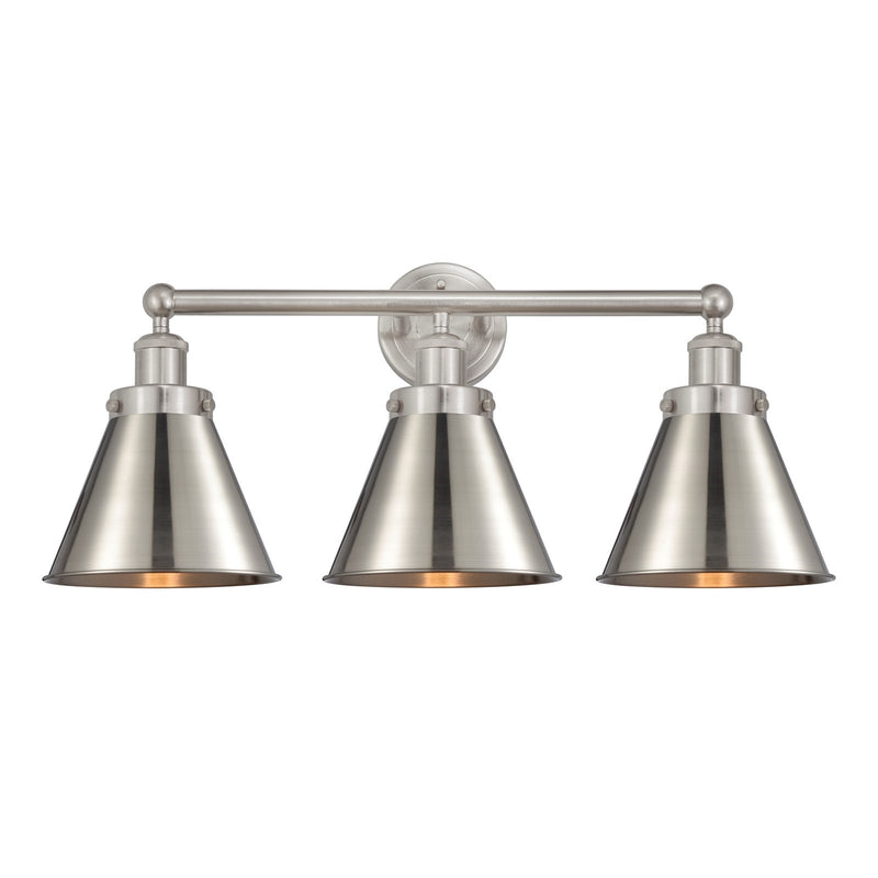 Innovations Appalachian 26in 3-Light Bath Vanity | Industrial Brushed Satin Nickel Steel and Cast Brass with Metal Shade | Model 616-3W-SN-M13-SN