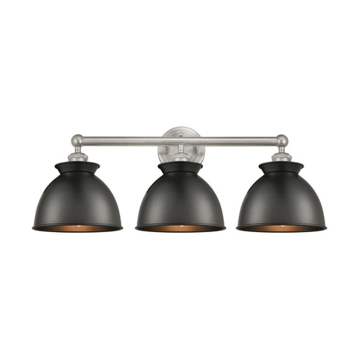 Innovations Adirondack 26in 3-Light Bath Vanity | Industrial Farmhouse Brushed Satin Nickel and Matte Black Metal Shade | Model 616-3W-SN-M14-BK