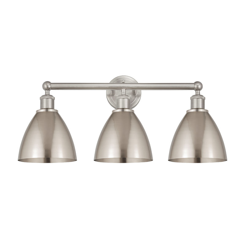 Innovations Bristol 26in 3-Light Bath Vanity Light | Industrial Farmhouse Brushed Satin Nickel Steel and Metal Shade | Model 616-3W-SN-MBD-75-SN