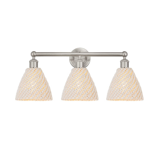 Innovations Bristol Natural 26in 3-Light Bath Vanity Light | Industrial Brushed Satin Nickel and Natural Fiber Shade | Model 616-3W-SN-NBD-75-NAT