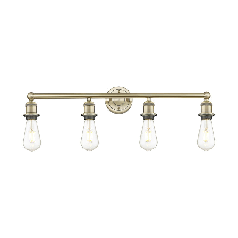 Innovations Edison 30in 4-Light Bath Vanity Light | Industrial Antique Brass Steel and Vintage Bulbs | Bathroom Vanity & Powder Room | Model 616-4W-AB