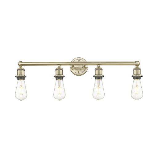 Innovations Edison 30in 4-Light Bath Vanity Light | Industrial Antique Brass Steel and Vintage Bulbs | Bathroom Vanity & Powder Room | Model 616-4W-AB