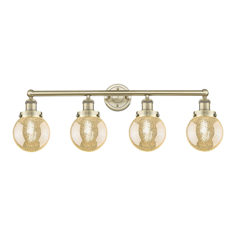 Innovations Beacon 33in 4-Light Bath Vanity Light | Art Nouveau Industrial Antique Brass and Mercury Glass | Bathroom Vanity | 33 | Model 616-4W-AB-G208-6