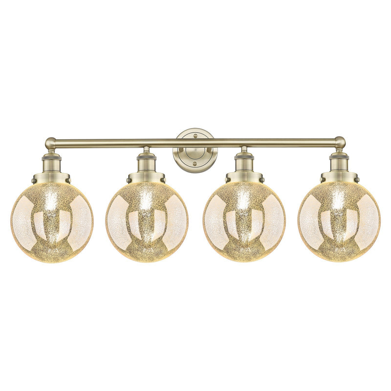 Innovations Beacon 35in 4-Light Bath Vanity Light | Industrial Antique Brass Steel and Mercury Glass | Bathroom Vanity | 35 x | Model 616-4W-AB-G208-8