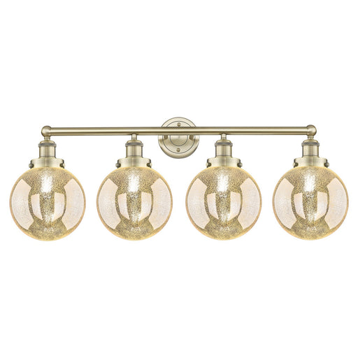 Innovations Beacon 35in 4-Light Bath Vanity Light | Industrial Antique Brass Steel and Mercury Glass | Bathroom Vanity | 35 x | Model 616-4W-AB-G208-8