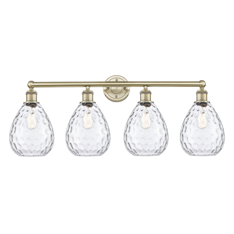 Innovations Waverly 35in 4-Light Bath Vanity Light | Industrial Antique Brass and Clear Glass | Bathroom Vanity | 14.25 x 35 x 8.5 | Model 616-4W-AB-G372