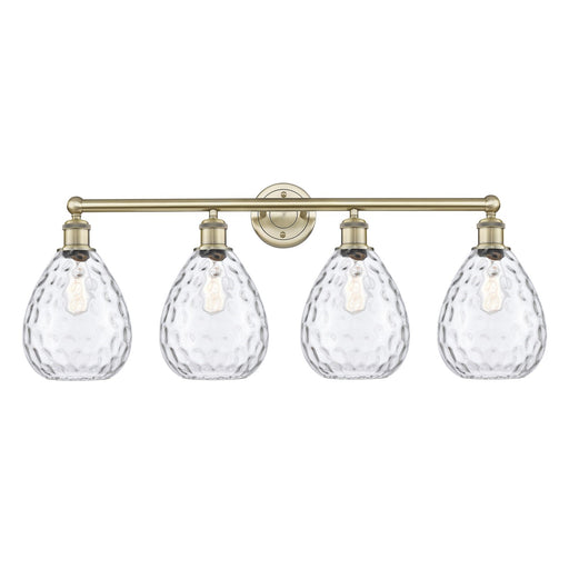 Innovations Waverly 35in 4-Light Bath Vanity Light | Industrial Antique Brass and Clear Glass | Bathroom Vanity | 14.25 x 35 x 8.5 | Model 616-4W-AB-G372