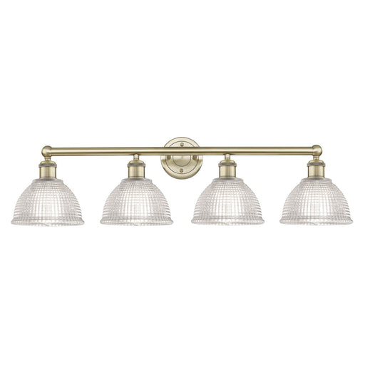 Innovations Arietta 35in 4-Light Bath Vanity Light | Industrial Antique Brass Steel and Clear Glass | Bathroom Vanity | 35 x 10.25 | Model 616-4W-AB-G422