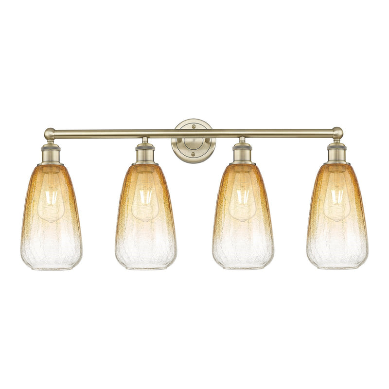 Innovations Brookhaven Almond 33in 4-Light Bath Vanity Light | Industrial Antique Brass and Amber Glass | Bathroom Vanity | 33 | Model 616-4W-AB-G480-6AM