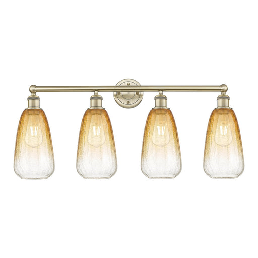 Innovations Brookhaven Almond 33in 4-Light Bath Vanity Light | Industrial Antique Brass and Amber Glass | Bathroom Vanity | 33 | Model 616-4W-AB-G480-6AM
