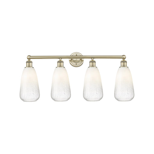 Innovations Brookhaven Almond 33in 4-Light Bath Vanity Light | Industrial Antique Brass Steel and Opal Glass | Damp Rated | Model 616-4W-AB-G480-6OP