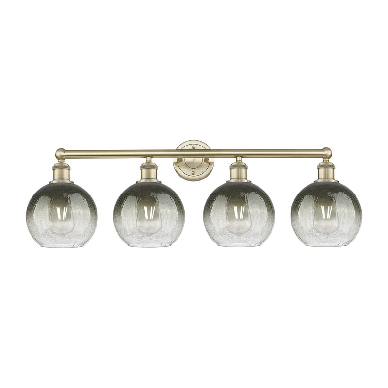 Innovations Brookhaven Globe 35in 4-Light Bath Vanity Light | Industrial Antique Brass Steel and Slate Glass | Bathroom Vanity | Model 616-4W-AB-G483-8SL