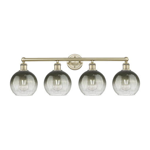 Innovations Brookhaven Globe 35in 4-Light Bath Vanity Light | Industrial Antique Brass Steel and Slate Glass | Bathroom Vanity | Model 616-4W-AB-G483-8SL