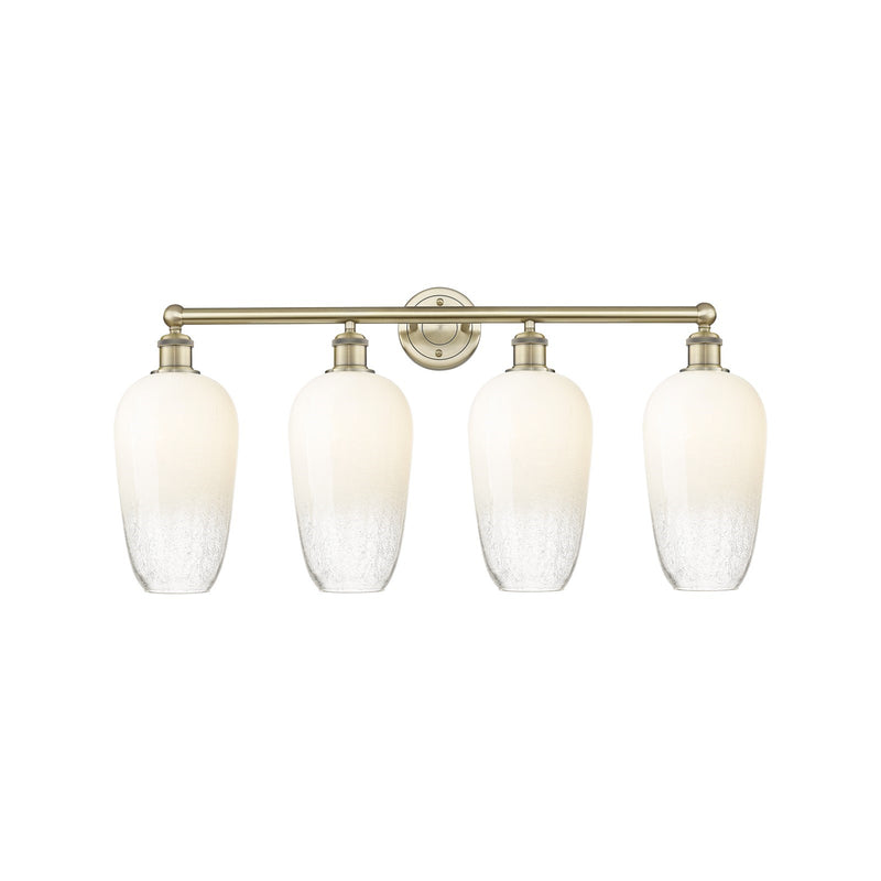 Innovations Brookhaven Flute 34in 4-Light Bath Vanity | Industrial Antique Brass Steel and Opal Glass | Bathroom & Powder Room | Model 616-4W-AB-G484-7OP