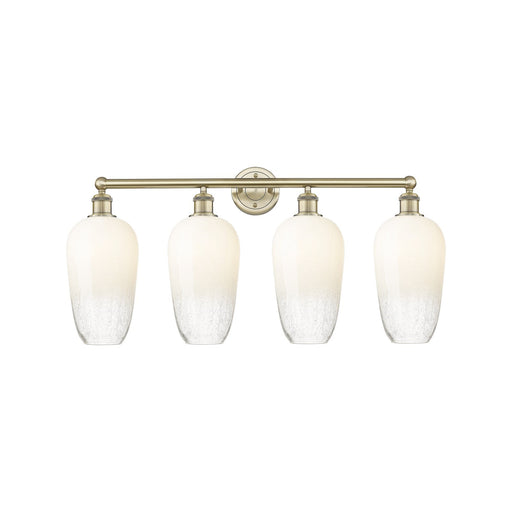 Innovations Brookhaven Flute 34in 4-Light Bath Vanity | Industrial Antique Brass Steel and Opal Glass | Bathroom & Powder Room | Model 616-4W-AB-G484-7OP