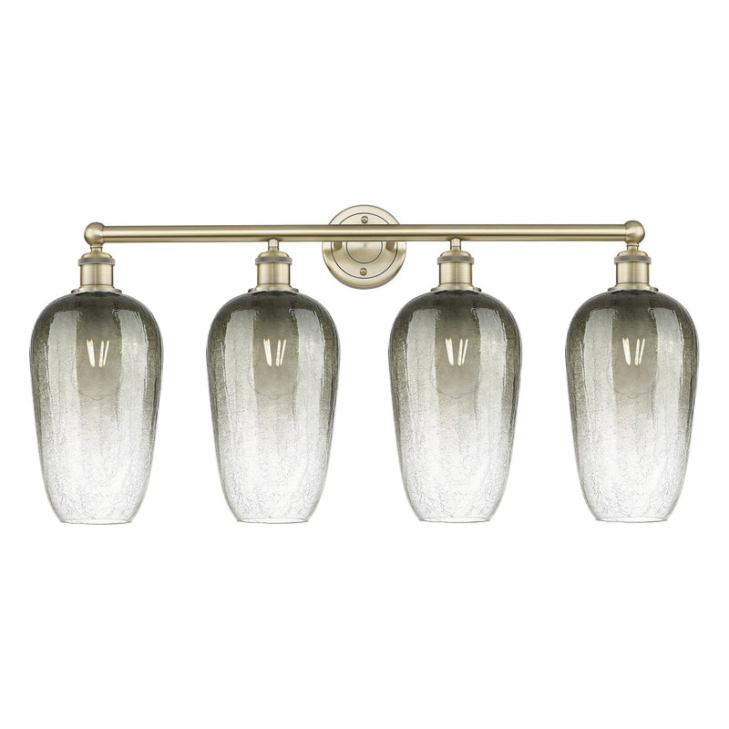 Innovations Brookhaven Flute 34in 4-Light Bath Vanity | Industrial Antique Brass Steel and Slate Glass | Bathroom Vanity | 34 x | Model 616-4W-AB-G484-7SL