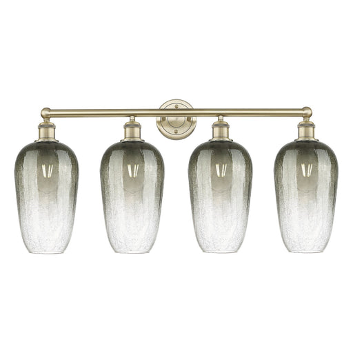 Innovations Brookhaven Flute 34in 4-Light Bath Vanity | Industrial Antique Brass Steel and Slate Glass | Bathroom Vanity | 34 x | Model 616-4W-AB-G484-7SL