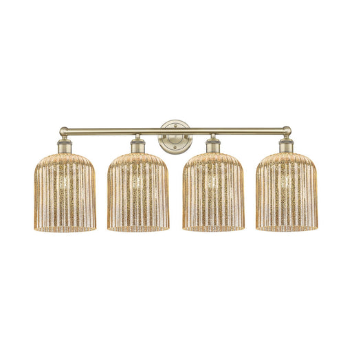 Innovations Bridal Veil 32in 4-Light Bath Vanity | Art Nouveau Antique Brass Steel and Mercury Ribbed Glass | Bathroom Vanity & | Model 616-4W-AB-G559-8ME