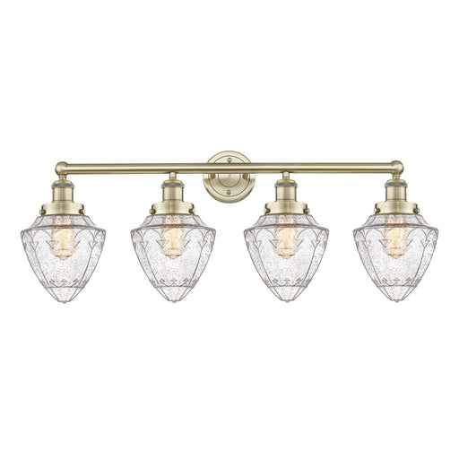 Innovations Bullet 34in 4-Light Bath Vanity Light | Industrial Antique Brass and Seedy Glass | Bathroom Vanity | 34 x 13.25 x 8 in | Model 616-4W-AB-G664-7