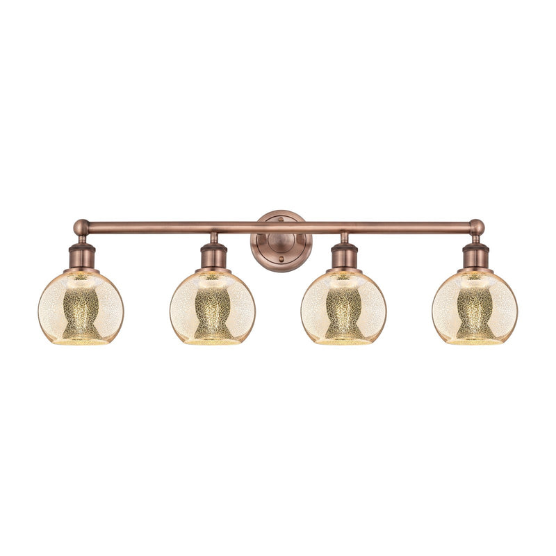 Innovations Athens 33in 4-Light Bath Vanity | Industrial Antique Copper Steel and Mercury Glass | Bathroom Vanity Light | 32.88 x | Model 616-4W-AC-G128-6