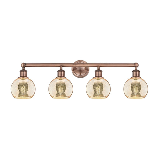 Innovations Athens 33in 4-Light Bath Vanity | Industrial Antique Copper Steel and Mercury Glass | Bathroom Vanity Light | 32.88 x | Model 616-4W-AC-G128-6