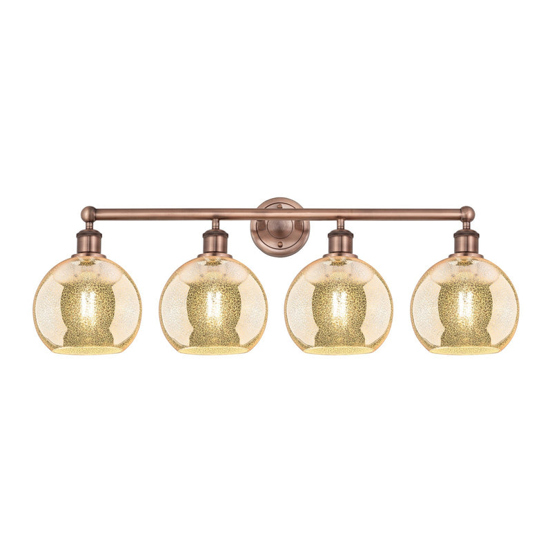 Innovations Athens 35in 4-Light Bath Vanity Light | Industrial Antique Copper Steel and Mercury Glass | Bathroom Vanity & Powder | Model 616-4W-AC-G128-8