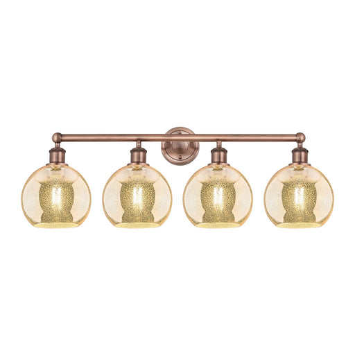 Innovations Athens 35in 4-Light Bath Vanity Light | Industrial Antique Copper Steel and Mercury Glass | Bathroom Vanity & Powder | Model 616-4W-AC-G128-8
