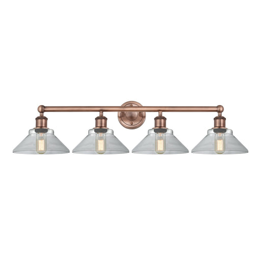 Innovations Orwell 35in 4-Light Bath Vanity Light | Industrial Antique Copper Steel and Clear Glass | Bathroom Vanity | 35.38 x | Model 616-4W-AC-G132