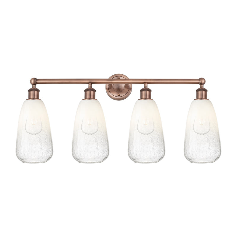 Innovations Brookhaven Almond 33in 4-Light Bath Vanity Light | Industrial Antique Copper Steel and Opal Glass | Bathroom Vanity | Model 616-4W-AC-G480-6OP
