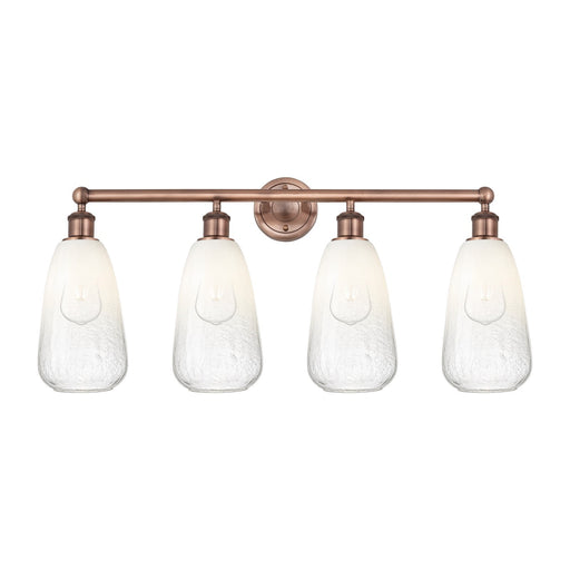Innovations Brookhaven Almond 33in 4-Light Bath Vanity Light | Industrial Antique Copper Steel and Opal Glass | Bathroom Vanity | Model 616-4W-AC-G480-6OP