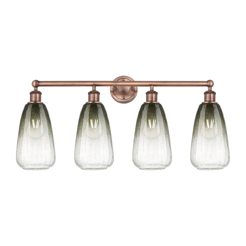 Innovations Brookhaven Almond 33in 4-Light Bath Vanity Light | Industrial Antique Copper Steel and Slate Glass | Bathroom | Model 616-4W-AC-G480-6SL