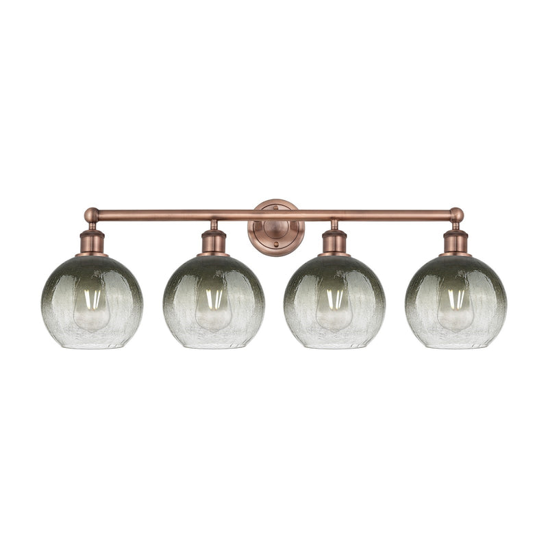 Innovations Brookhaven Globe 35in 4-Light Bath Vanity Light | Industrial Antique Copper Steel and Slate Glass | Bathroom Vanity | Model 616-4W-AC-G483-8SL