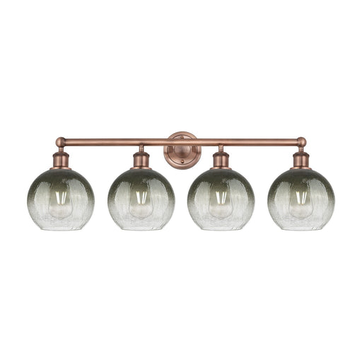 Innovations Brookhaven Globe 35in 4-Light Bath Vanity Light | Industrial Antique Copper Steel and Slate Glass | Bathroom Vanity | Model 616-4W-AC-G483-8SL