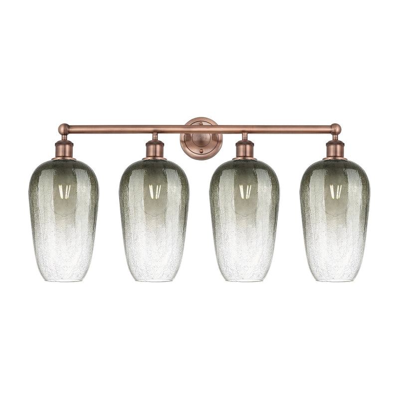 Innovations Brookhaven Flute 34in 4-Light Bath Vanity Light | Industrial Antique Copper Steel and Slate Glass | Bathroom Vanity | Model 616-4W-AC-G484-7SL