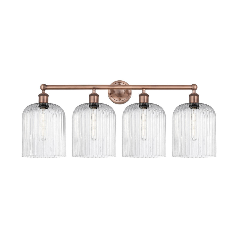 Innovations Bridal Veil 32in 4-Light Bath Vanity Light | Art Nouveau Antique Copper Steel and Seedy Glass | Bathroom Vanity & | Model 616-4W-AC-G559-8SDY