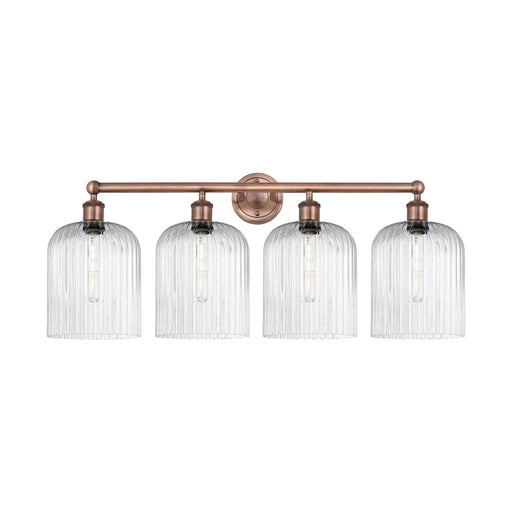 Innovations Bridal Veil 32in 4-Light Bath Vanity Light | Art Nouveau Antique Copper Steel and Seedy Glass | Bathroom Vanity & | Model 616-4W-AC-G559-8SDY