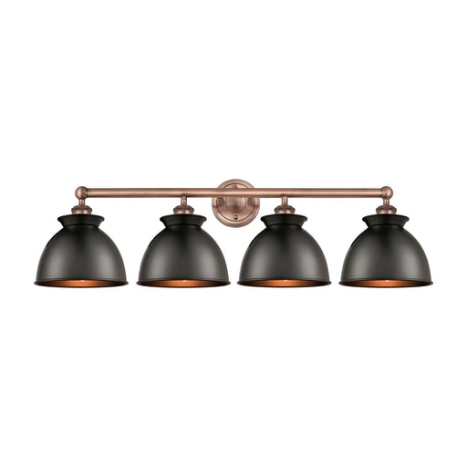 Innovations Adirondack 35in 4-Light Bath Vanity Light | Industrial Antique Copper and Matte Black Metal | Damp Rated Bathroom | Model 616-4W-AC-M14-BK