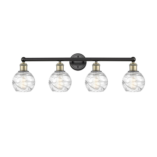 Innovations Athens Deco Swirl 33in 4-Light Bath Vanity Light | Industrial Black Antique Brass and Clear Glass | Bathroom | Model 616-4W-BAB-G1213-6CL
