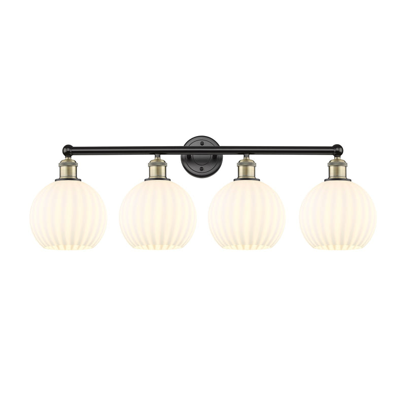 Innovations Lighting Ballston 35in 4-Light Bath Vanity Light | Art Nouveau Black Antique Brass and White Venetian Glass | Model 616-4W-BAB-G1217-8WV