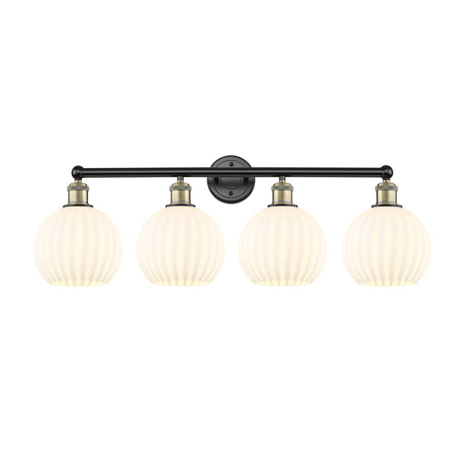 Innovations Lighting Ballston 35in 4-Light Bath Vanity Light | Art Nouveau Black Antique Brass and White Venetian Glass | Model 616-4W-BAB-G1217-8WV