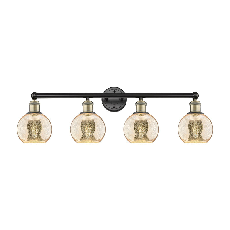 Innovations Athens 33in 4-Light Bath Vanity Light | Industrial Black Antique Brass and Mercury Glass | Bathroom Vanity | 32.88 x | Model 616-4W-BAB-G128-6