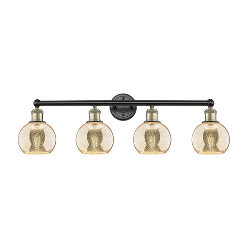Innovations Athens 33in 4-Light Bath Vanity Light | Industrial Black Antique Brass and Mercury Glass | Bathroom Vanity | 32.88 x | Model 616-4W-BAB-G128-6