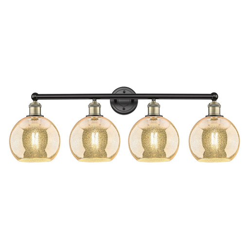 Innovations Athens 35in 4-Light Bath Vanity Light | Industrial Black Antique Brass and Mercury Glass | Bathroom Vanity | 35 x | Model 616-4W-BAB-G128-8