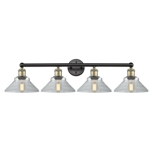 Innovations Orwell 35in 4-Light Bath Vanity | Industrial Black Antique Brass and Clear Glass | Bathroom Vanity Light | 35.38 x | Model 616-4W-BAB-G132