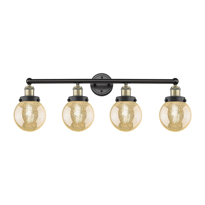 Innovations Beacon 33in 4-Light Bath Vanity Light | Industrial Black Antique Brass and Mercury Glass | Bathroom Vanity | 33 x | Model 616-4W-BAB-G208-6