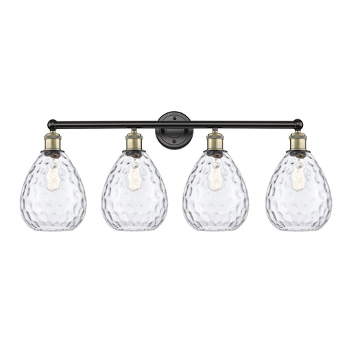 Innovations Waverly 35in 4-Light Bath Vanity Light | Industrial Black Antique Brass Steel and Clear Glass | Bathroom Vanity | 35 x | Model 616-4W-BAB-G372