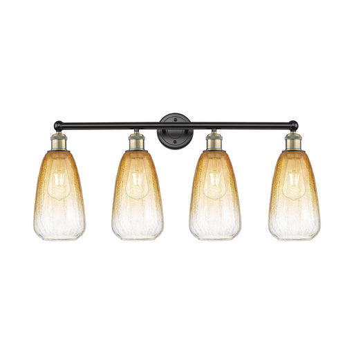 Innovations Brookhaven Almond 33in 4-Light Bath Vanity Light | Industrial Black Antique Brass and Amber Glass | Bathroom | Model 616-4W-BAB-G480-6AM