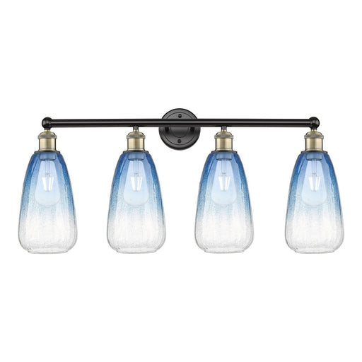 Innovations Brookhaven Almond 33in 4-Light Bath Vanity Light | Industrial Black Antique Brass and Sapphire Blue Glass | Model 616-4W-BAB-G480-6SB