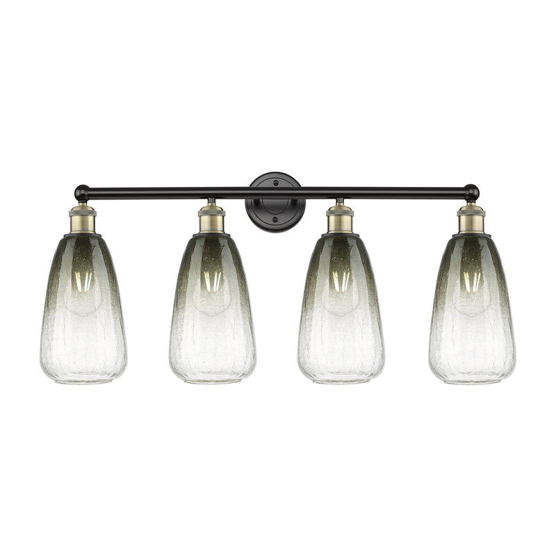 Innovations Brookhaven Almond 33in 4-Light Bath Vanity Light | Industrial Black Antique Brass and Slate Glass | Damp-Rated | Model 616-4W-BAB-G480-6SL